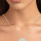 Angelwing Round Cut Diamond Halo Necklace yellowgold