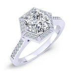 Anise Cushion Moissanite Engagement Ring whitegold