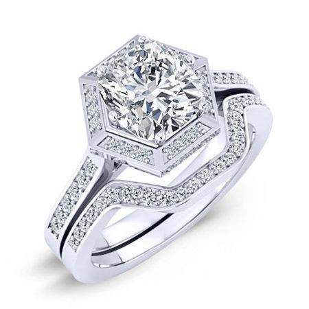 Anise Moissanite Matching Band Only (engagement Ring Not Included) For Ring With Cushion Center whitegold