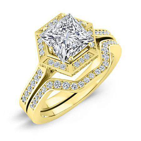 Anise Moissanite Matching Band Only (engagement Ring Not Included) For Ring With Round Center yellowgold
