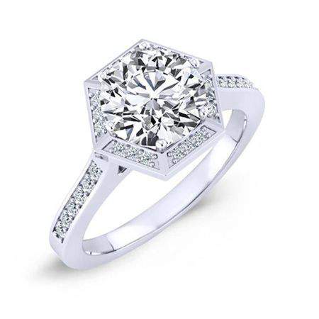 Anise Round Diamond Engagement Ring (Lab Grown Igi Cert) whitegold