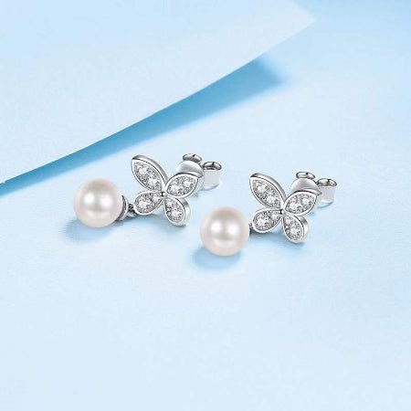 Antoinette Diamond & Pearl Earrings whitegold