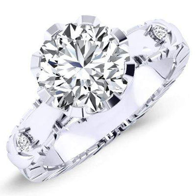 Arbor Round Moissanite Engagement Ring whitegold