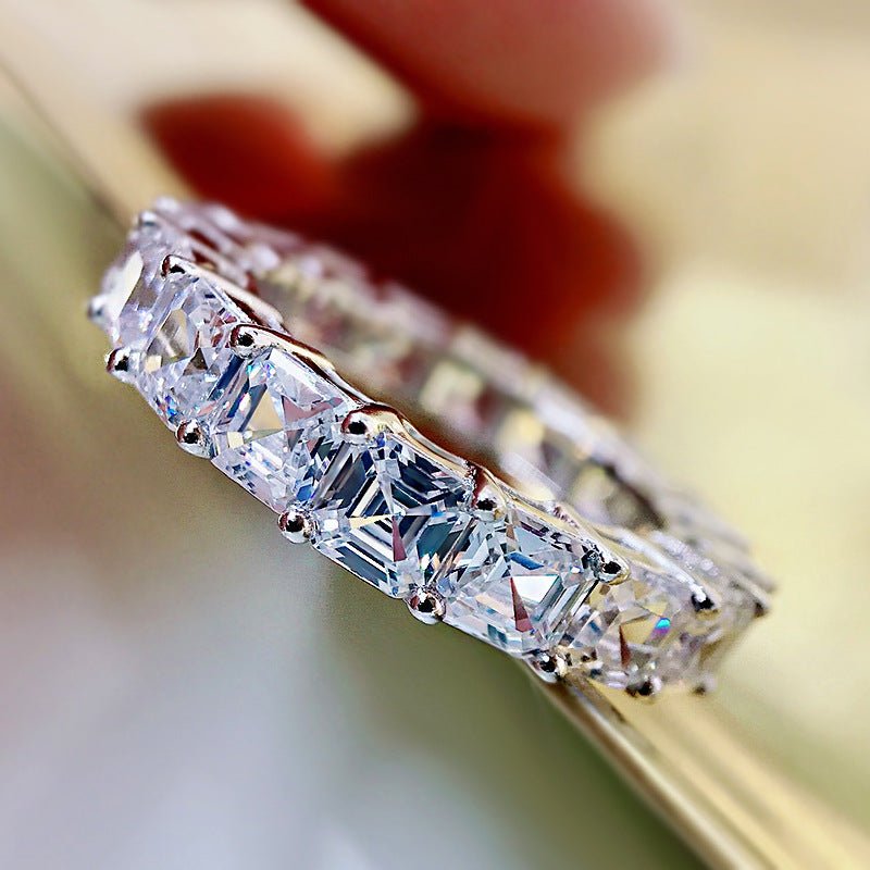 Asscher Cut Moissanite Eternity Band - BeverlyDiamonds