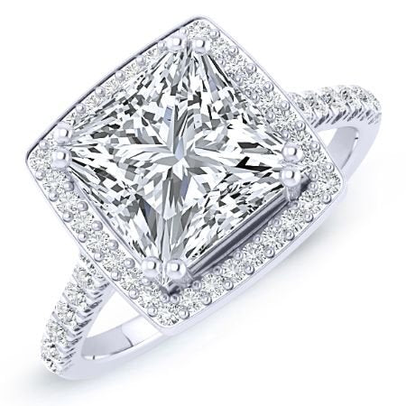 Aster Princess Moissanite Engagement Ring whitegold