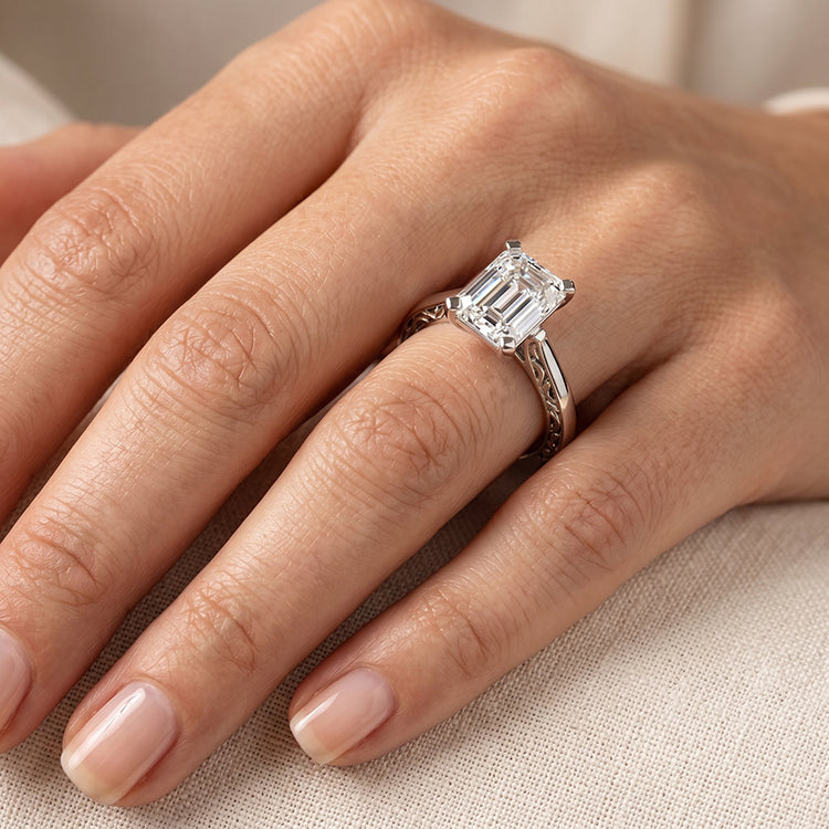 Astilbe Gia Natural Emerald Diamond Engagement Ring