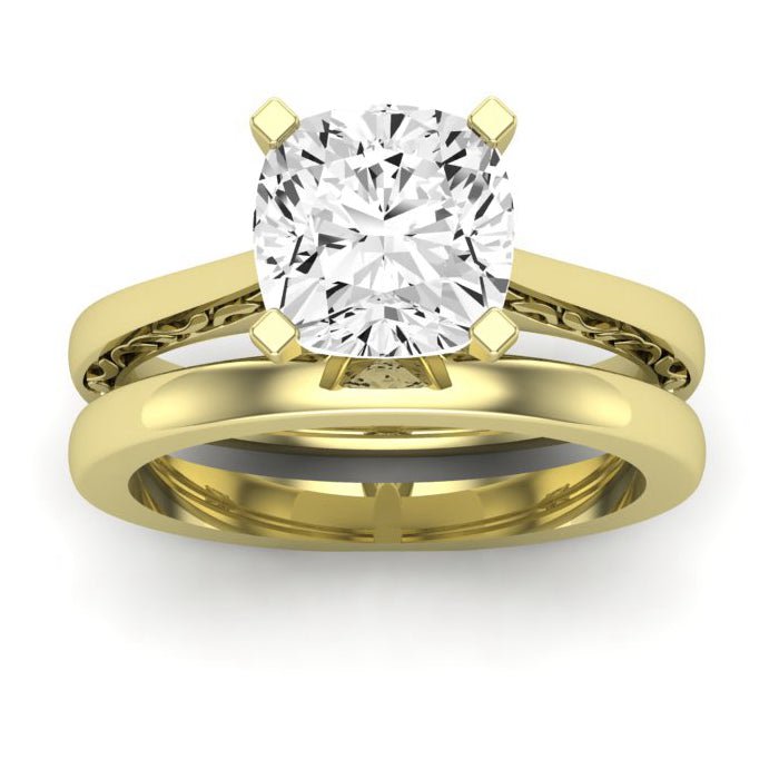 Astilbe Diamond Matching Band Only (does Not Include Engagement Ring)  For Ring With Cushion Center yellowgold