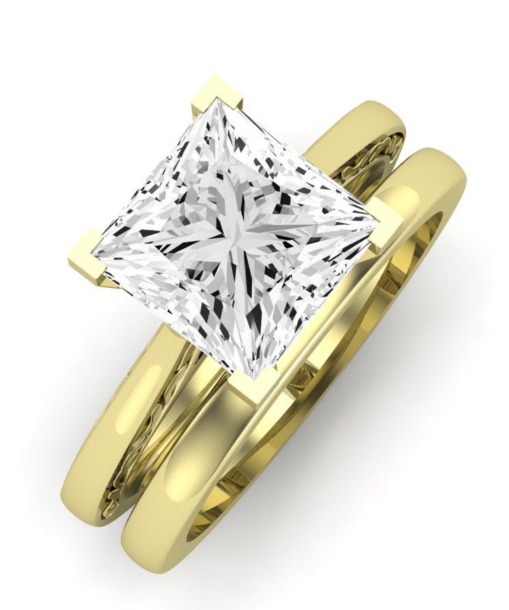 Astilbe Diamond Matching Band Only (does Not Include Engagement Ring) For Ring With Princess Center yellowgold