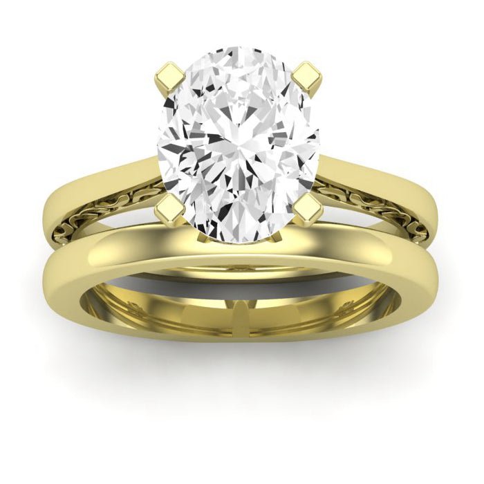 Astilbe Diamond Matching Band Only (does Not Include Engagement Ring)  For Ring With Oval Center yellowgold