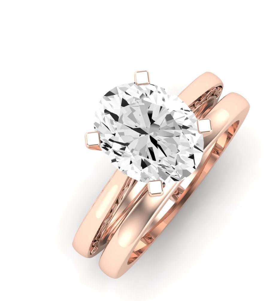 Astilbe Diamond Matching Band Only (does Not Include Engagement Ring)  For Ring With Oval Center rosegold
