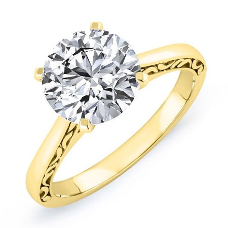 Astilbe Round Moissanite Engagement Ring yellowgold