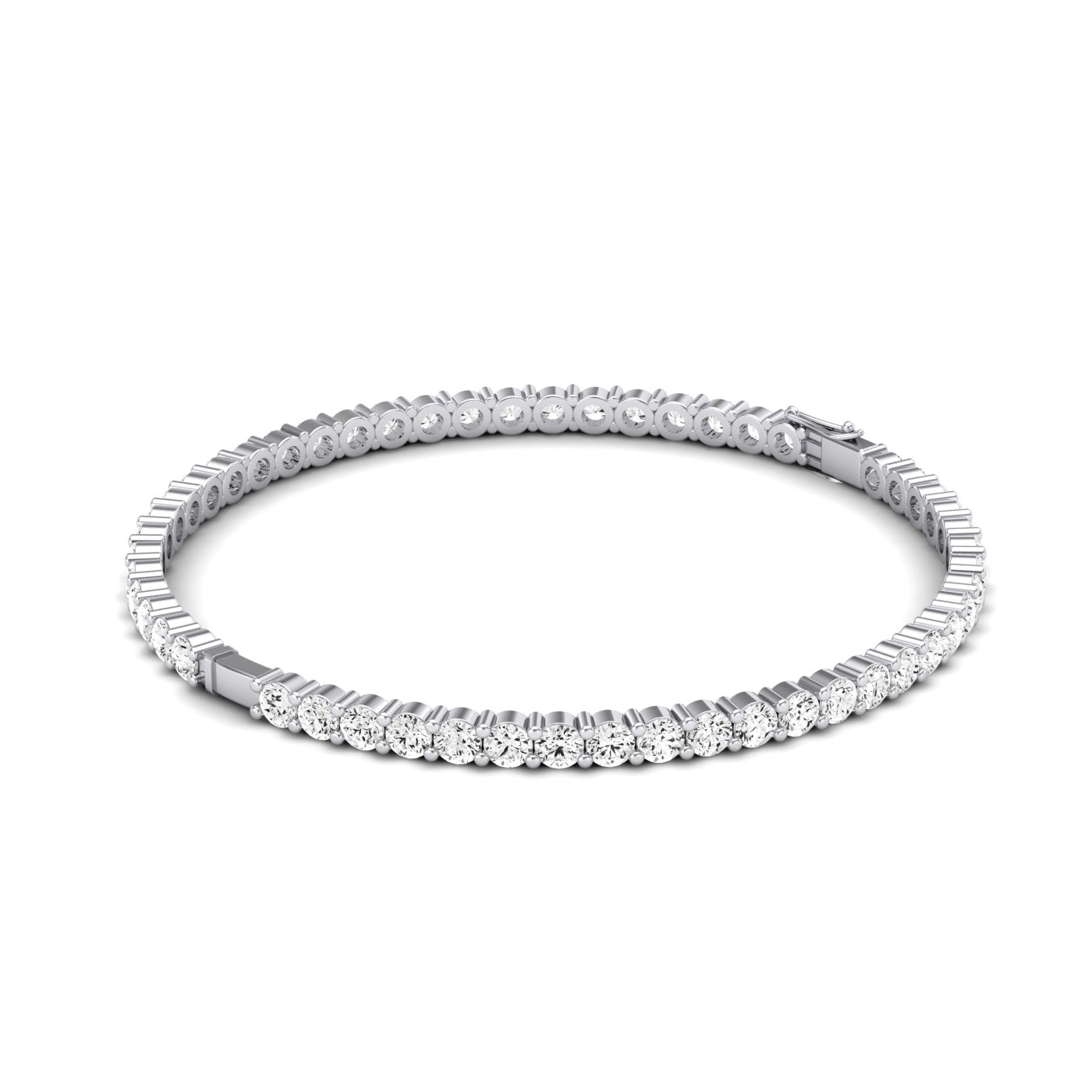 Athena Round Classic Bangle Moissanite Bracelet whitegold