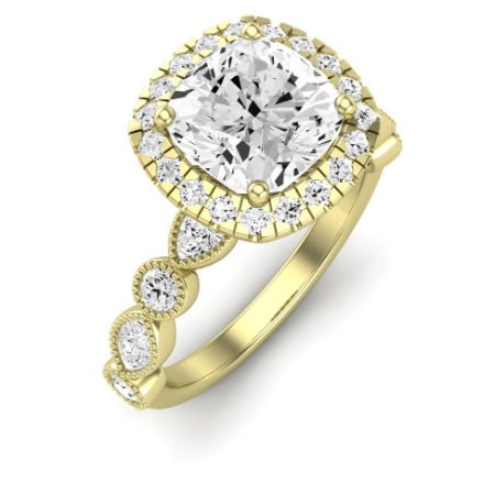 Aubretia Diamond Matching Band Only (does Not Include Engagement Ring) For Ring With Cushion Center yellowgold