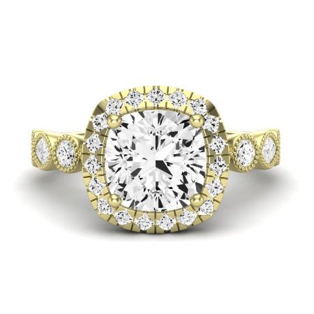 Aubretia Diamond Matching Band Only (does Not Include Engagement Ring) For Ring With Cushion Center yellowgold