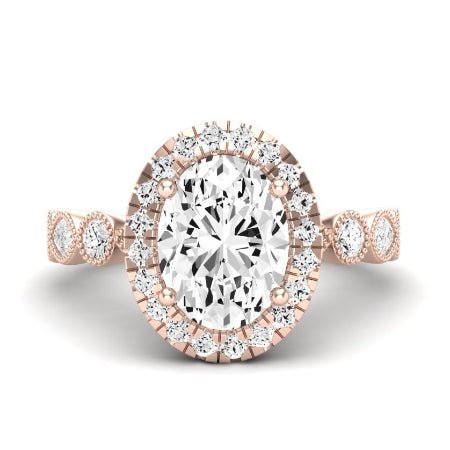 Aubretia Diamond Matching Band Only ( Engagement Ring Not Included) For Ring With Oval Center rosegold