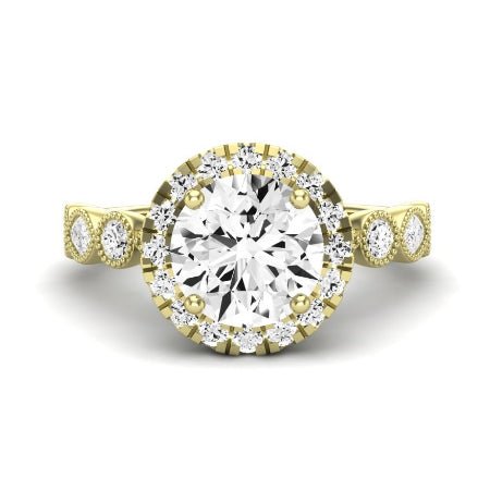 Aubretia Diamond Matching Band Only (does Not Include Engagement Ring) For Ring With Round Center yellowgold