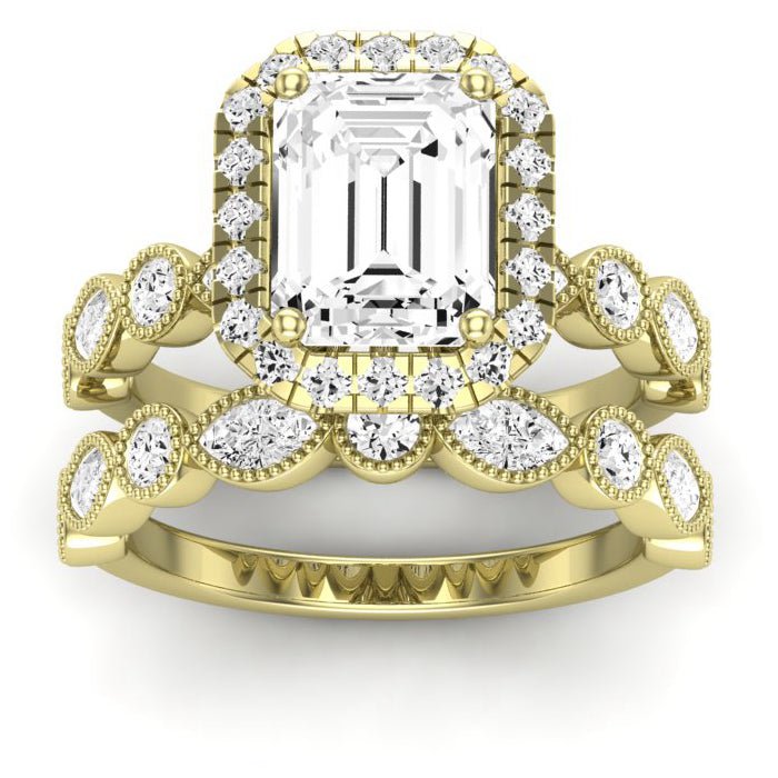 Aubretia Emerald Moissanite Bridal Set yellowgold