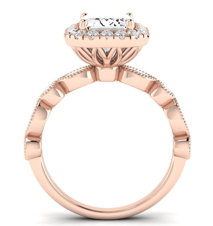 Aubretia Emerald Moissanite Engagement Ring rosegold