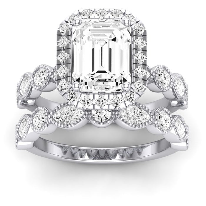 1.00 ct - Aubretia - GIA Natural Emerald Diamond Bridal Set