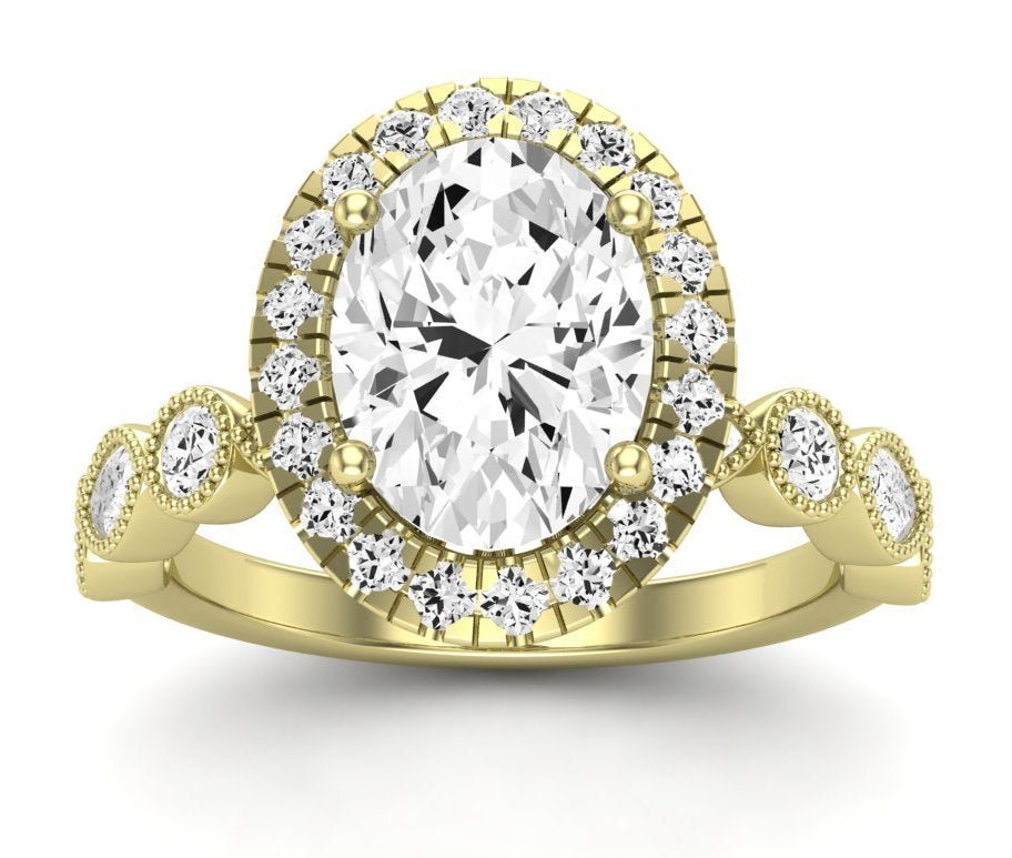 Aubretia - GIA Natural Oval Diamond Engagement Ring - BeverlyDiamonds