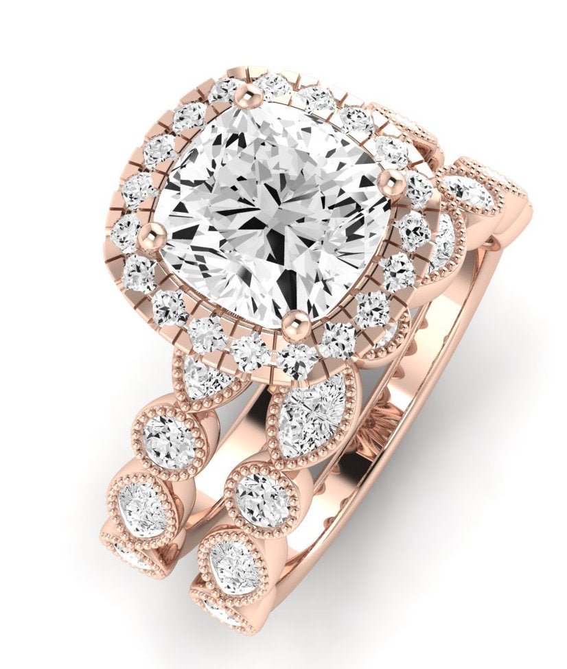 Aubretia Diamond Matching Band Only (does Not Include Engagement Ring) For Ring With Cushion Center rosegold