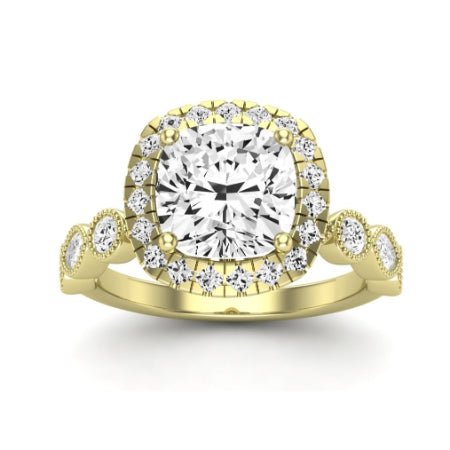 Aubretia Diamond Matching Band Only (does Not Include Engagement Ring) For Ring With Cushion Center yellowgold