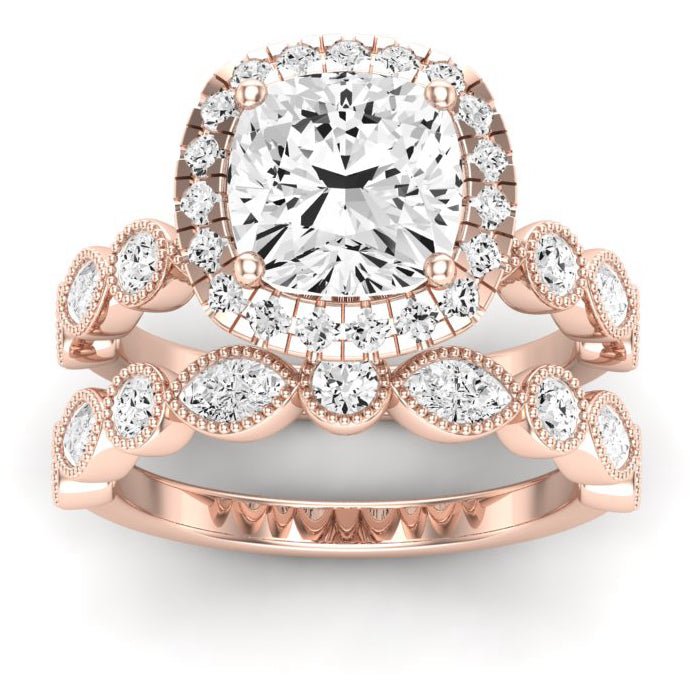 Aubretia Diamond Matching Band Only (does Not Include Engagement Ring) For Ring With Cushion Center rosegold