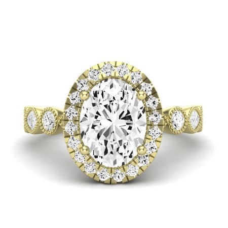 Aubretia Diamond Matching Band Only ( Engagement Ring Not Included) For Ring With Oval Center yellowgold