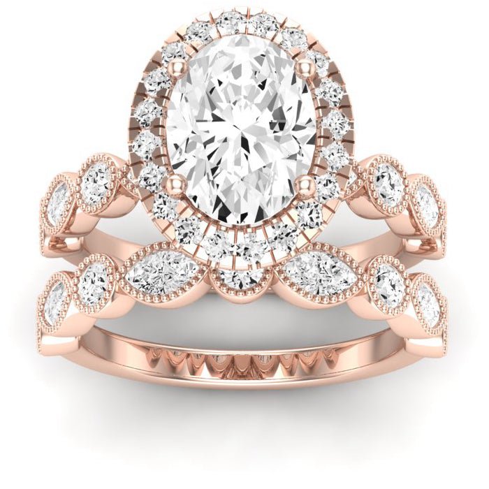 Aubretia Diamond Matching Band Only ( Engagement Ring Not Included) For Ring With Oval Center rosegold