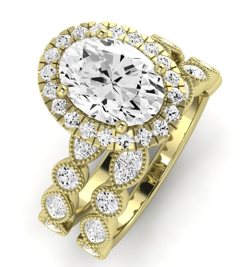 Aubretia Diamond Matching Band Only ( Engagement Ring Not Included) For Ring With Oval Center yellowgold