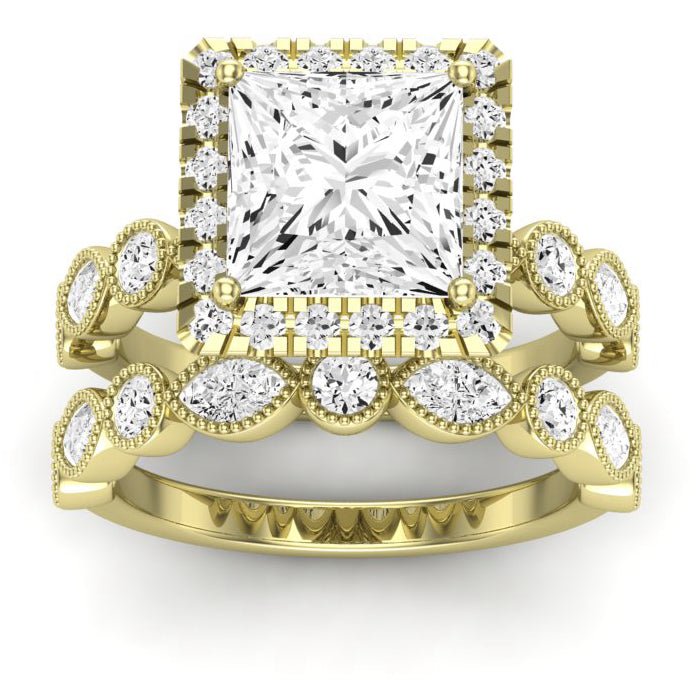 Aubretia Diamond Matching Band Only (does Not Include Engagement Ring) For Ring With Princess Center yellowgold