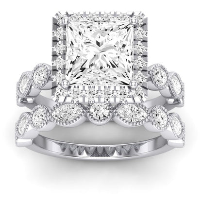 Aubretia Diamond Matching Band Only (does Not Include Engagement Ring) For Ring With Princess Center whitegold