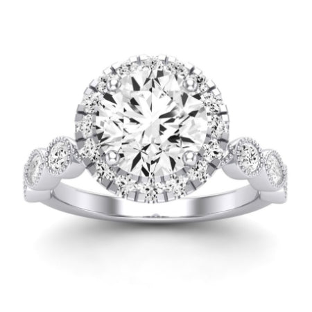 Aubretia Diamond Matching Band Only (does Not Include Engagement Ring) For Ring With Round Center whitegold