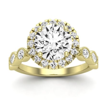 Aubretia Diamond Matching Band Only (does Not Include Engagement Ring) For Ring With Round Center yellowgold