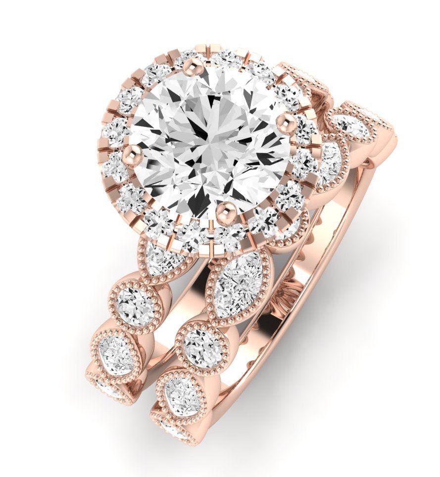 Aubretia Diamond Matching Band Only (does Not Include Engagement Ring) For Ring With Round Center rosegold