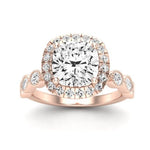 Aubretia Moissanite Matching Band Only (does Not Include Engagement Ring) For Ring With Cushion Center rosegold