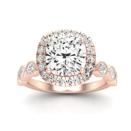 Aubretia Moissanite Matching Band Only (does Not Include Engagement Ring) For Ring With Cushion Center rosegold