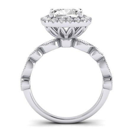 Aubretia Moissanite Matching Band Only (does Not Include Engagement Ring) For Ring With Cushion Center whitegold