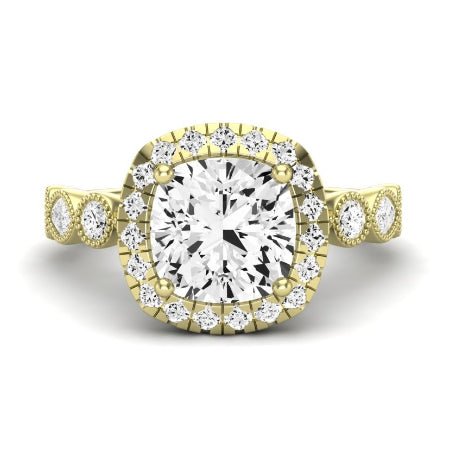 Aubretia Moissanite Matching Band Only (does Not Include Engagement Ring) For Ring With Cushion Center yellowgold