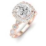 Aubretia Moissanite Matching Band Only (does Not Include Engagement Ring) For Ring With Cushion Center rosegold