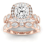 Aubretia Moissanite Matching Band Only (does Not Include Engagement Ring) For Ring With Cushion Center rosegold