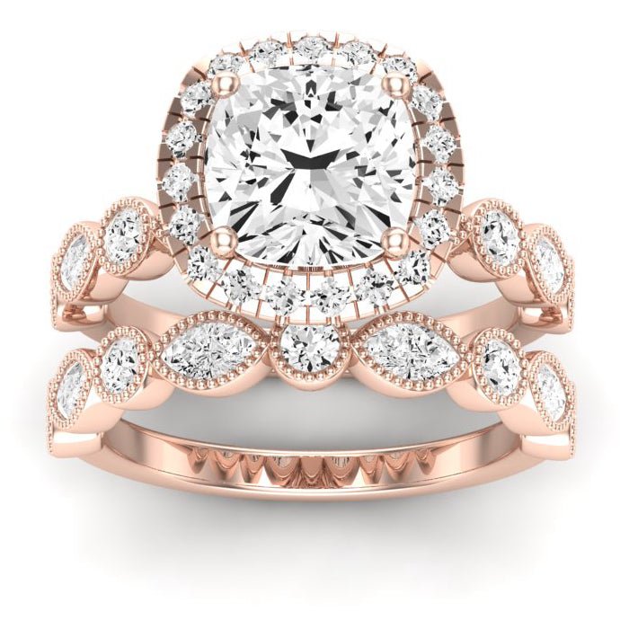 Aubretia Moissanite Matching Band Only (does Not Include Engagement Ring) For Ring With Cushion Center rosegold