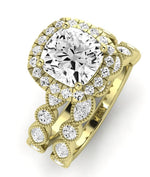 Aubretia Moissanite Matching Band Only (does Not Include Engagement Ring) For Ring With Cushion Center yellowgold