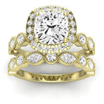 Aubretia Moissanite Matching Band Only (does Not Include Engagement Ring) For Ring With Cushion Center yellowgold