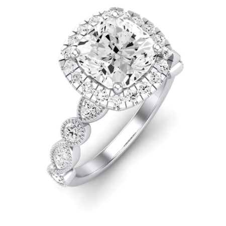 Aubretia Moissanite Matching Band Only (does Not Include Engagement Ring) For Ring With Cushion Center whitegold