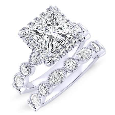 2.00 ct - Aubretia - Princess Moissanite Bridal Set