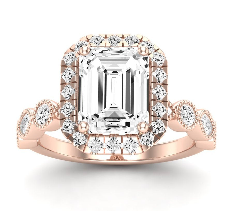Aubretia Emerald Diamond Engagement Ring (Lab Grown Igi Cert) rosegold