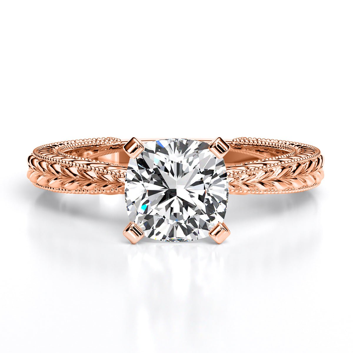 Azalea Cushion Moissanite Engagement Ring rosegold