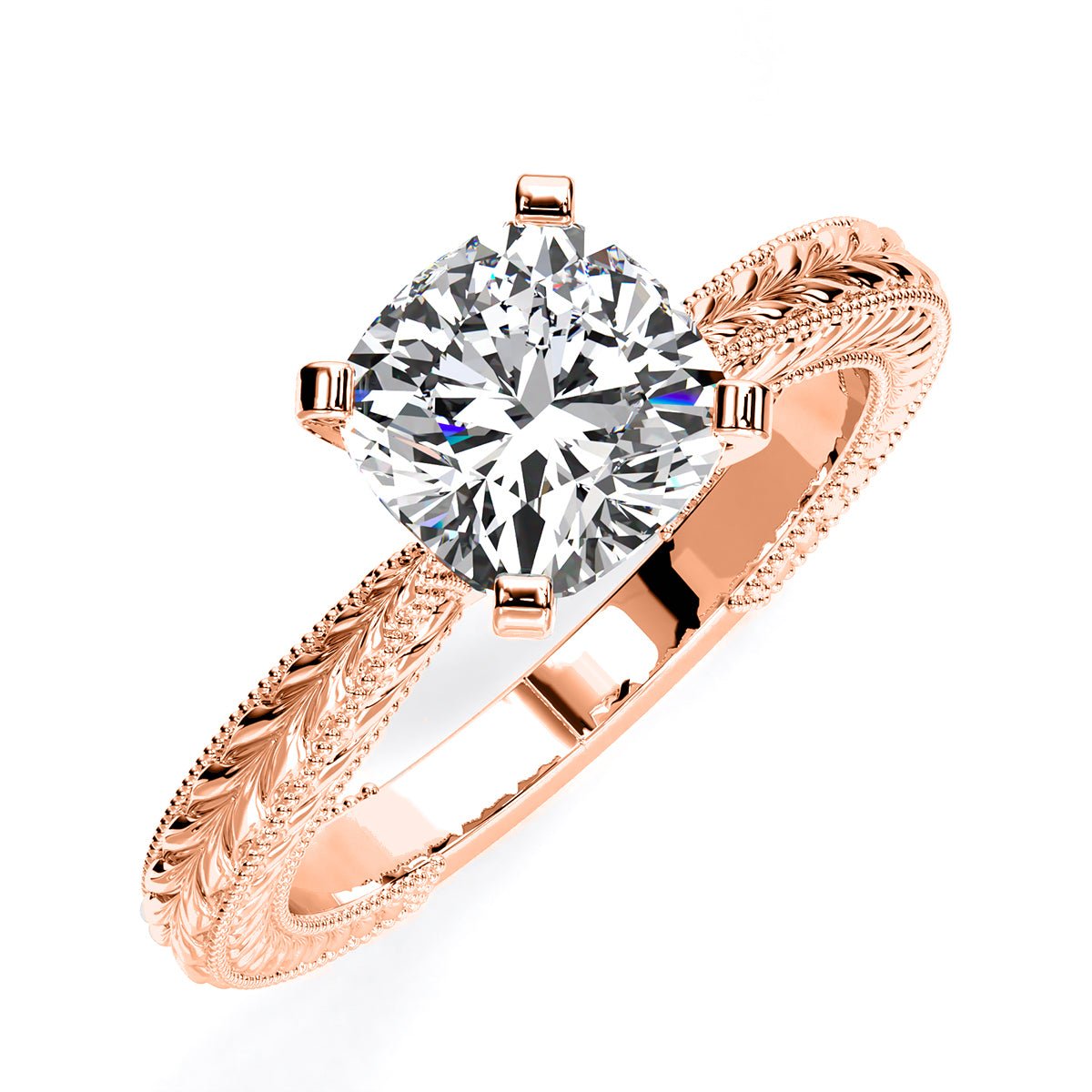 Azalea Cushion Moissanite Engagement Ring rosegold