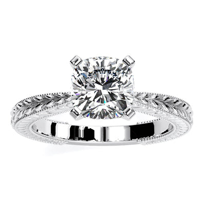 Azalea Cushion Moissanite Engagement Ring whitegold